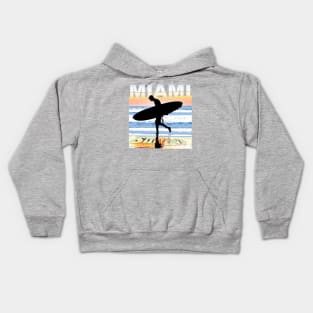 Miami Surf's Up Surfer Silhouette Kids Hoodie